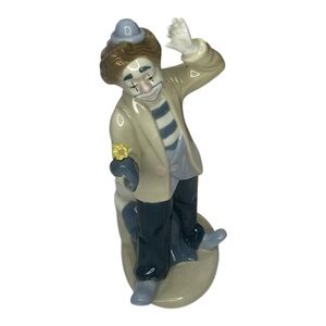 Vintage Paul Sabastian Porcelain Clown Figurine with Flower